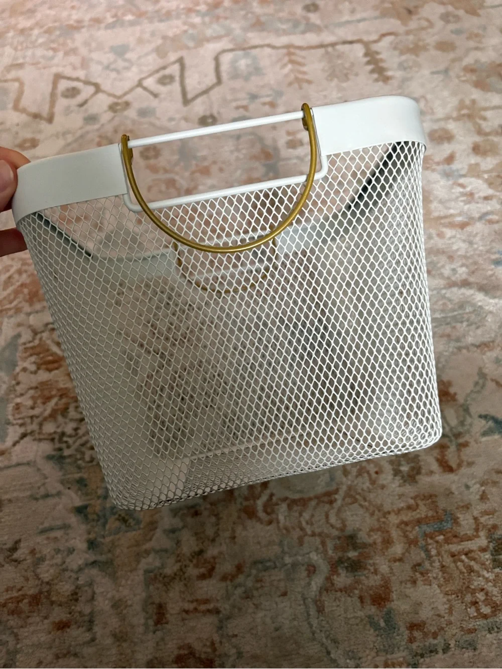 Target White Mesh Tote with Gold Handle